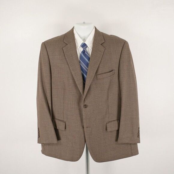 Pronto Uomo Platinum Luxury Wool Brown Blue Hounstooth 2 Button Sport Coat 44R - Picture 5 of 14
